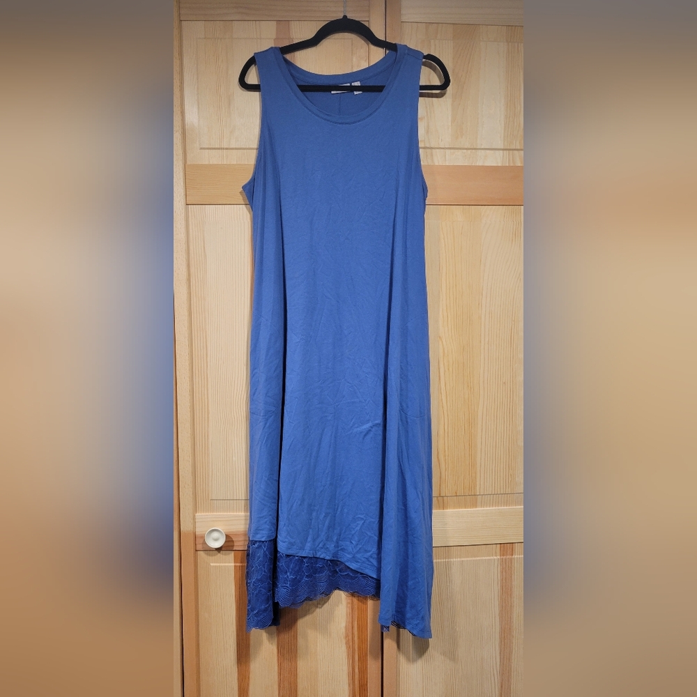 LOGO Lori Goldstein Blue Sleeveless Dress Size L